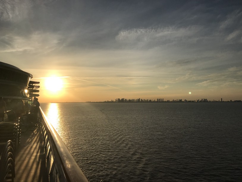 Sunset from cruise ship in Miami