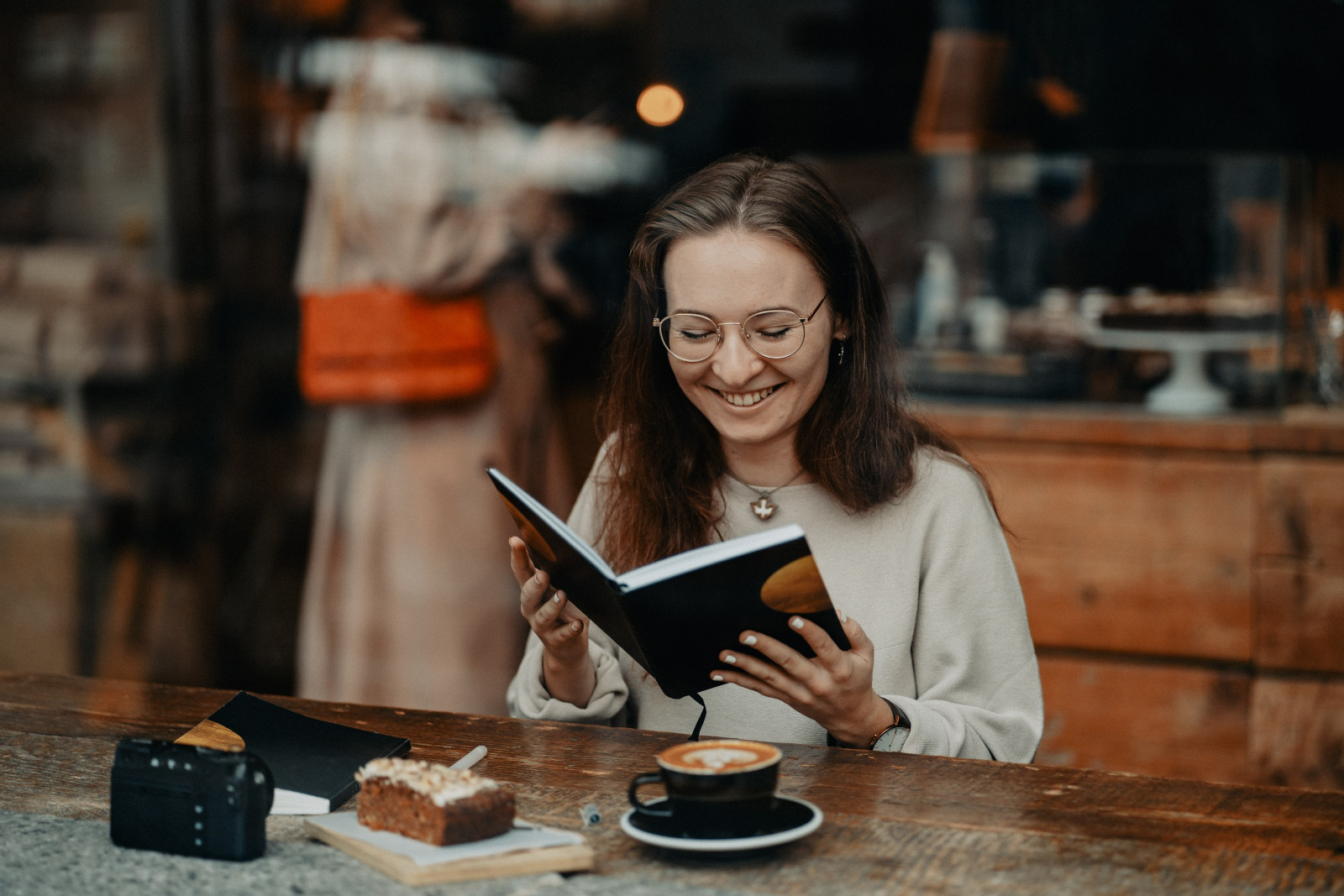 Happy girl reading